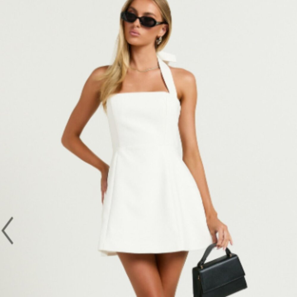 Showpo White Halter Mini Dress